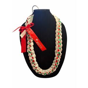 Graduation Lei Class of 2026 | Red Green White Custom Ribbon Lei